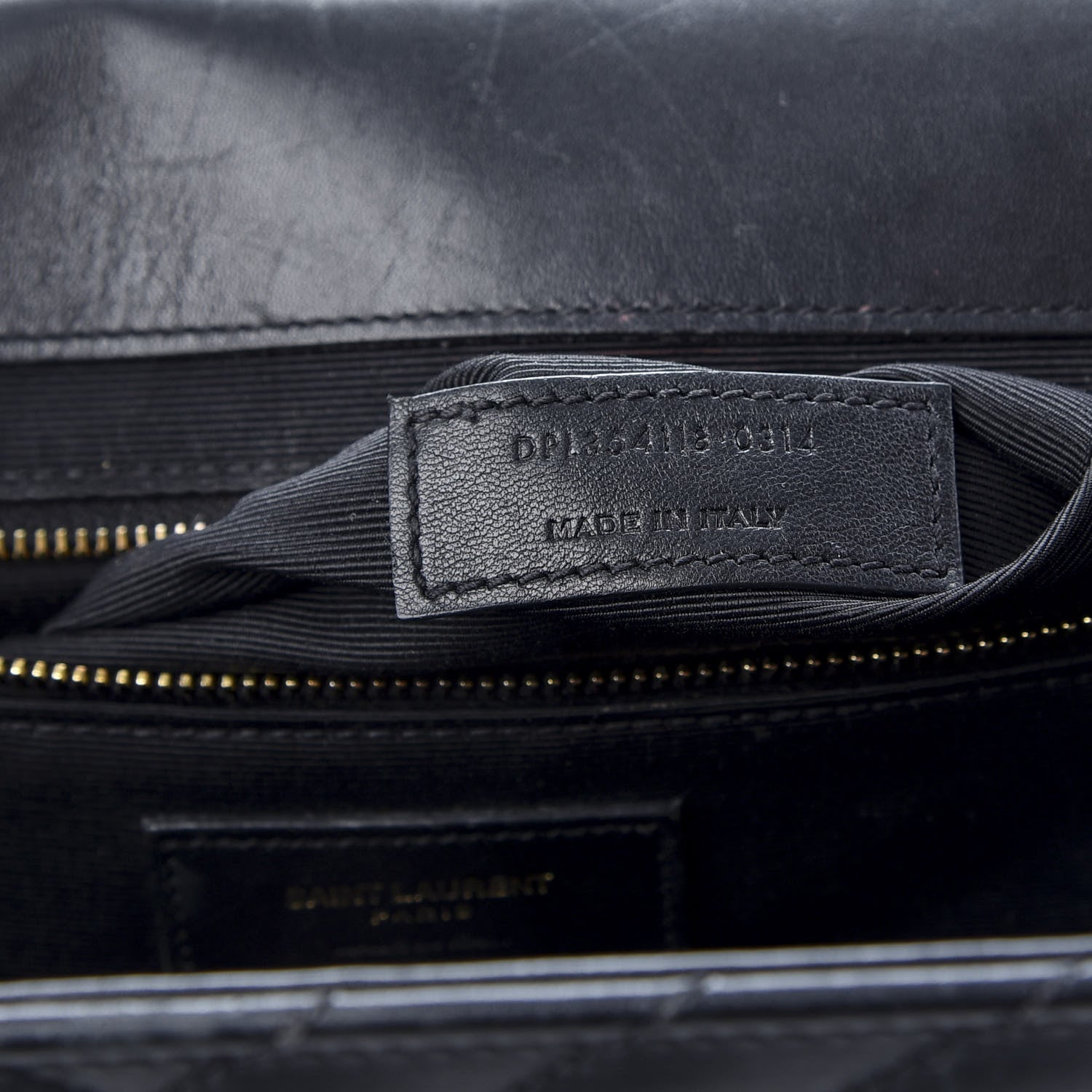 Saint Laurent Smooth Calfskin Matelasse Chevron Large Monogram Satchel Black 23 of 24