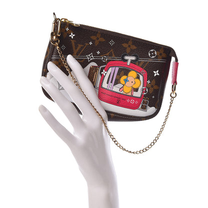 Louis Vuitton Monogram 2019 Christmas Animation Mini Courchevel Pochette Accessories Fuchsia 2 of 8