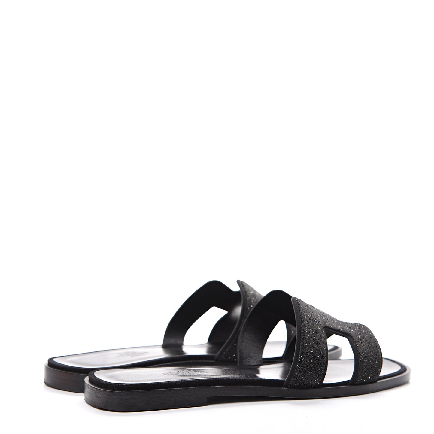 Suede Goatskin Crystal Powder Oran Sandals 37 Black