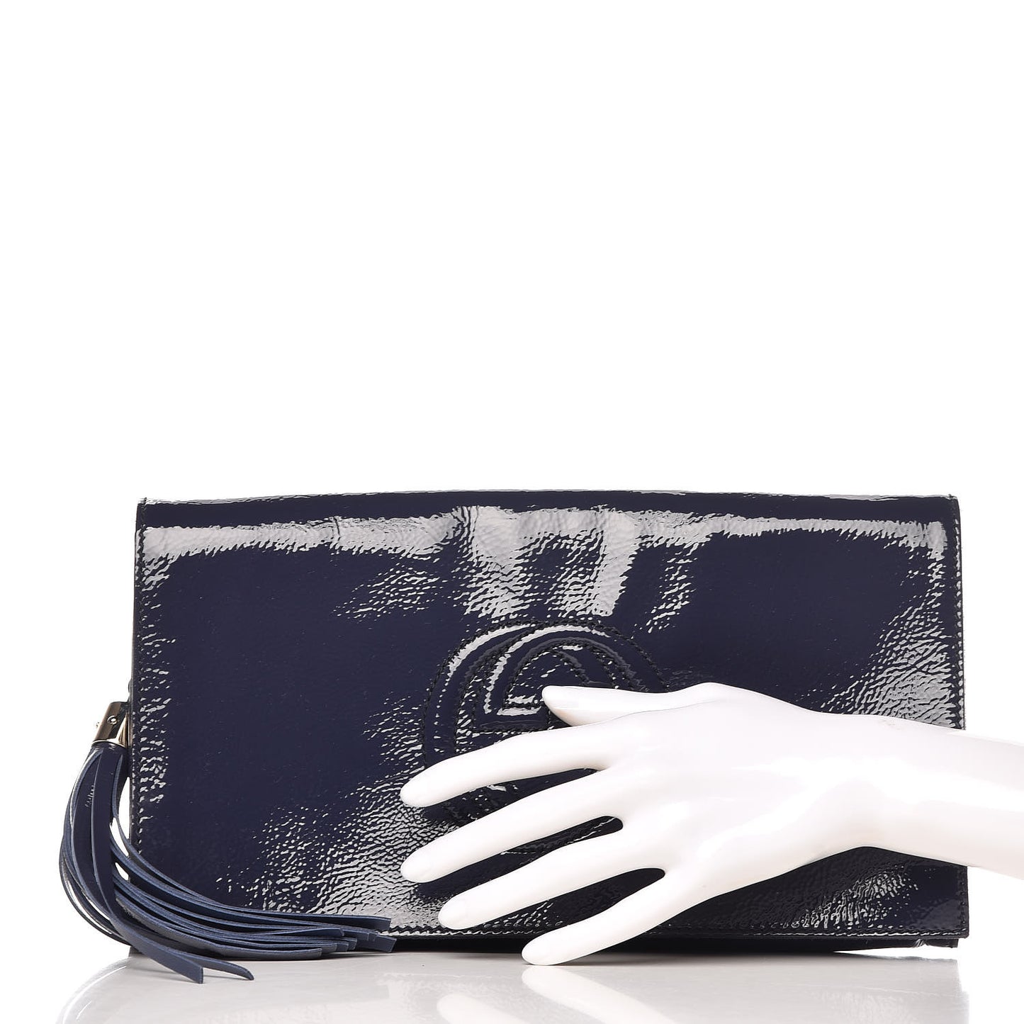 Soft Patent Medium Soho Clutch Uniform Blue