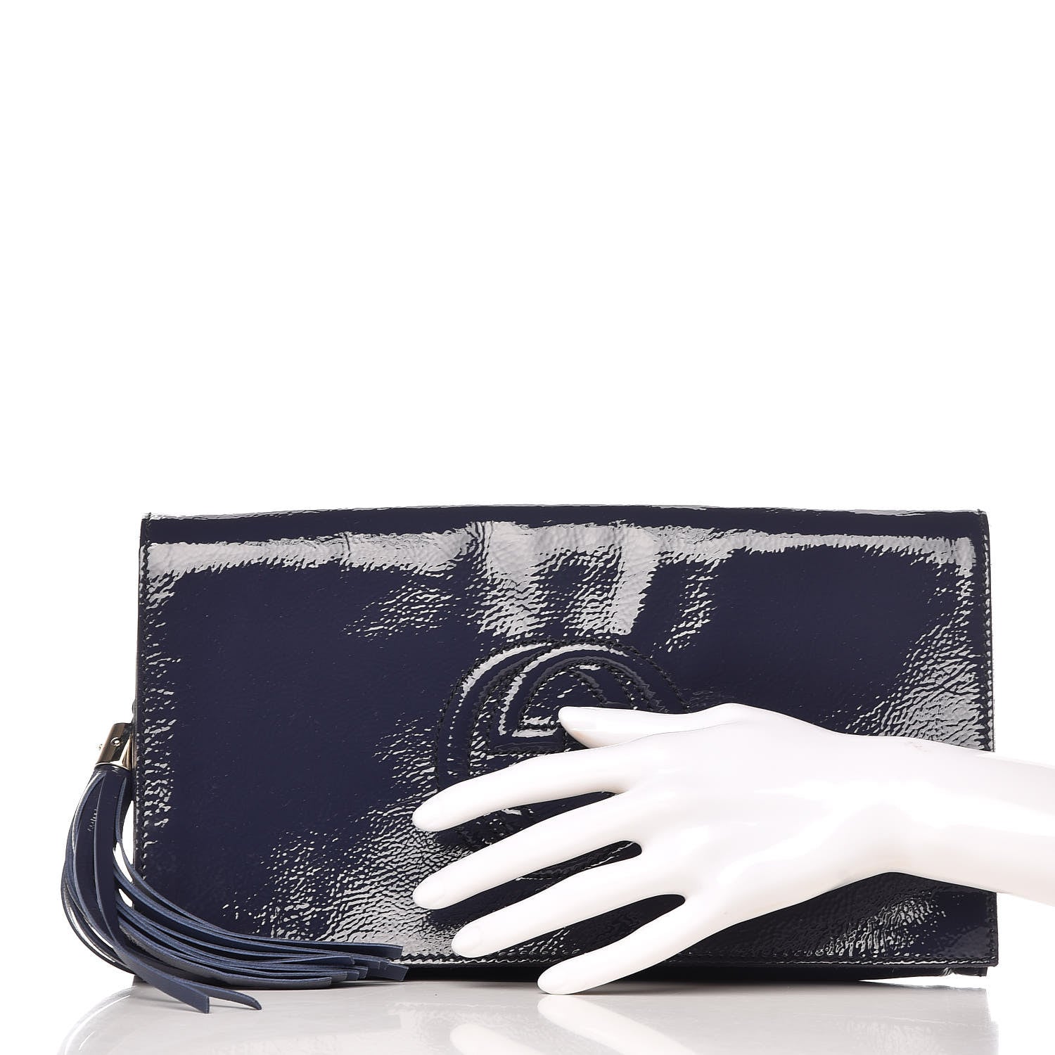 Gucci Soft Patent Medium Soho Clutch Uniform Blue 2 of 12