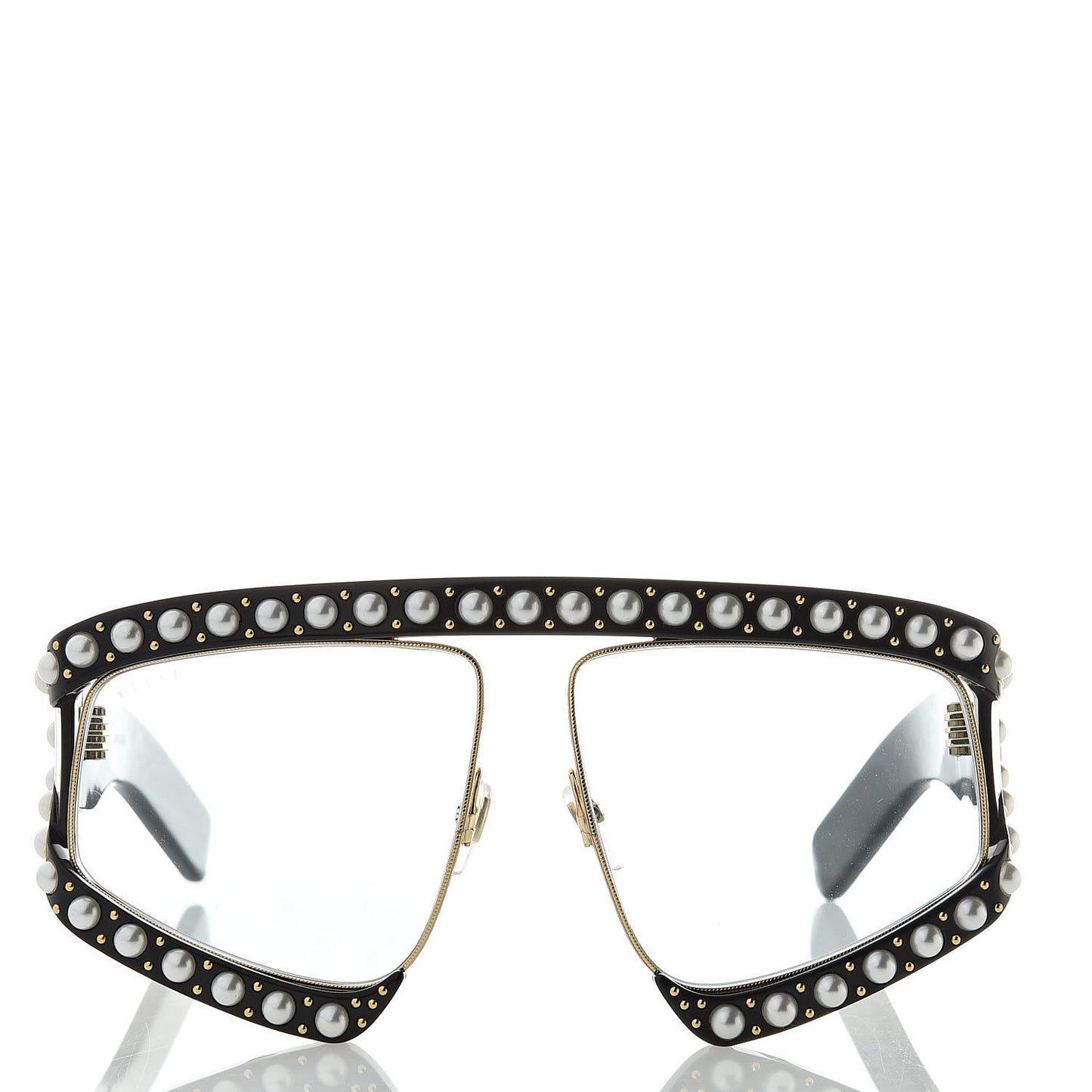 Acetate Pearl Rectangular Frame Sunglasses GG0234S Black