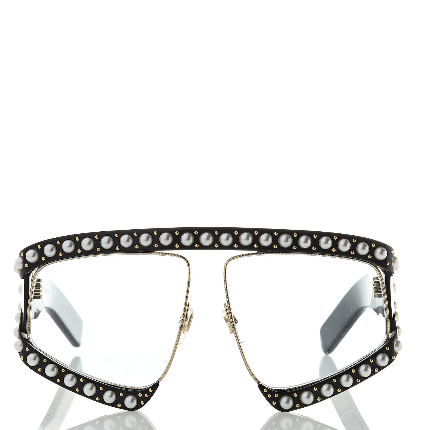 Gucci Acetate Pearl Rectangular Frame Sunglasses GG0234S Black 2 of 7