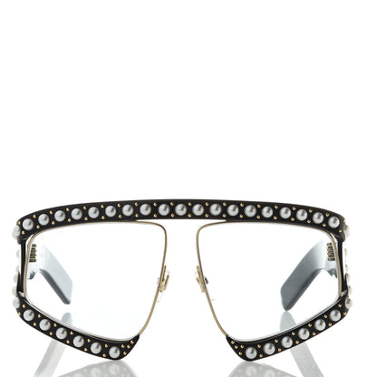 Gucci Acetate Pearl Rectangular Frame Sunglasses GG0234S Black 2 of 7