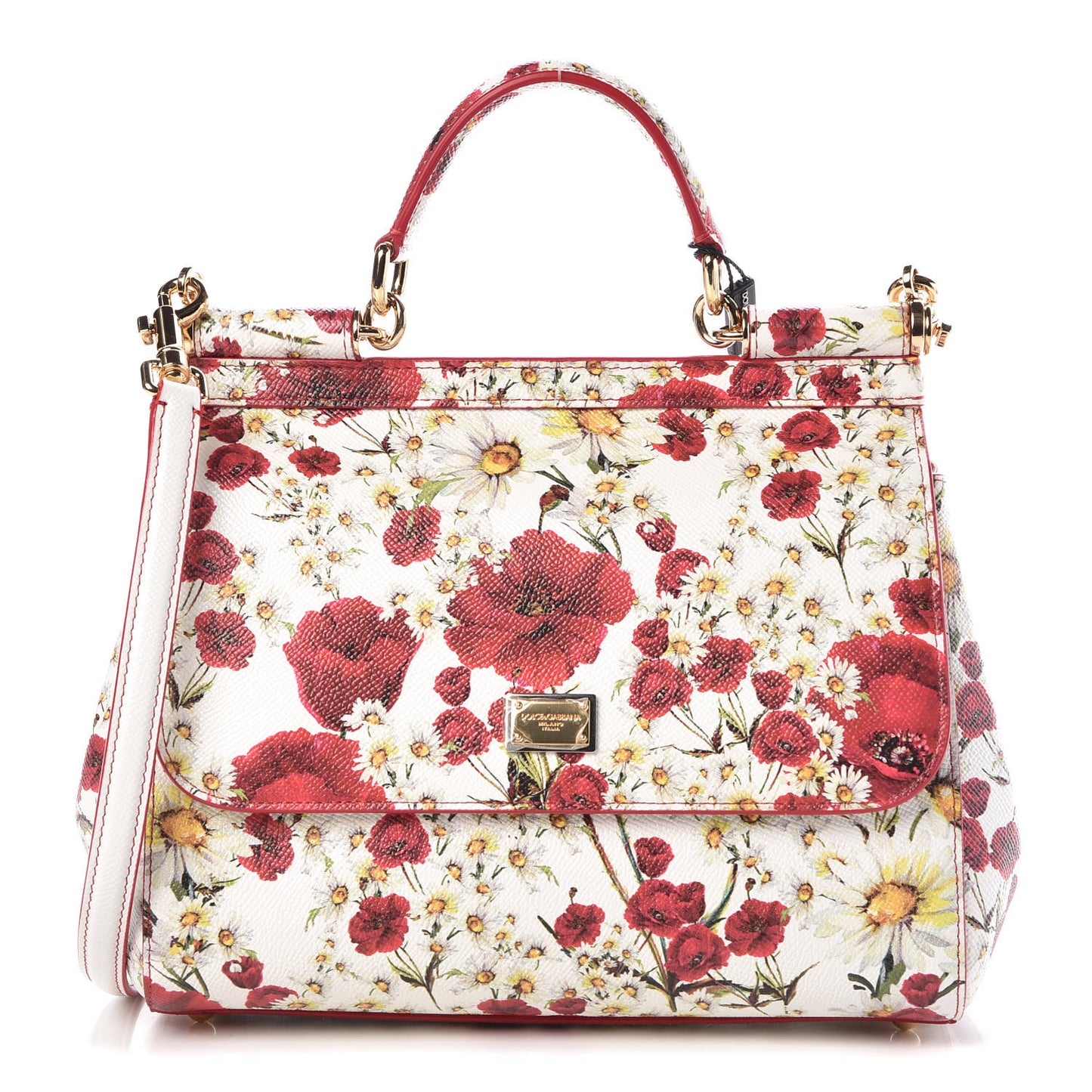 Dauphine Floral Print Medium Miss Sicily Satchel White