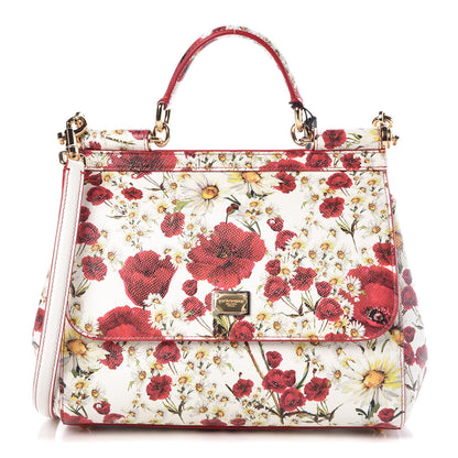 Dolce & Gabbana Dauphine Floral Print Medium Miss Sicily Satchel White 1 of 8