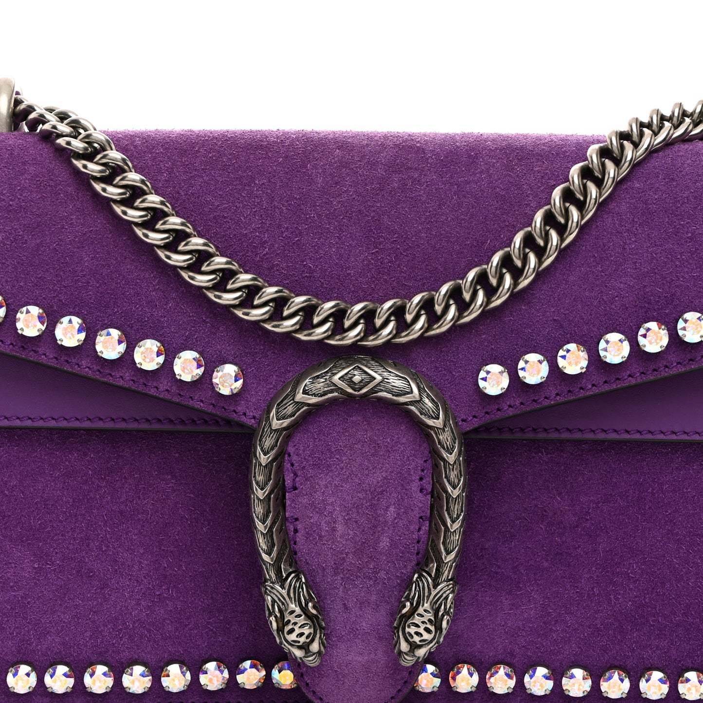 Suede Crystal Small Dionysus Shoulder Bag Bright Purple