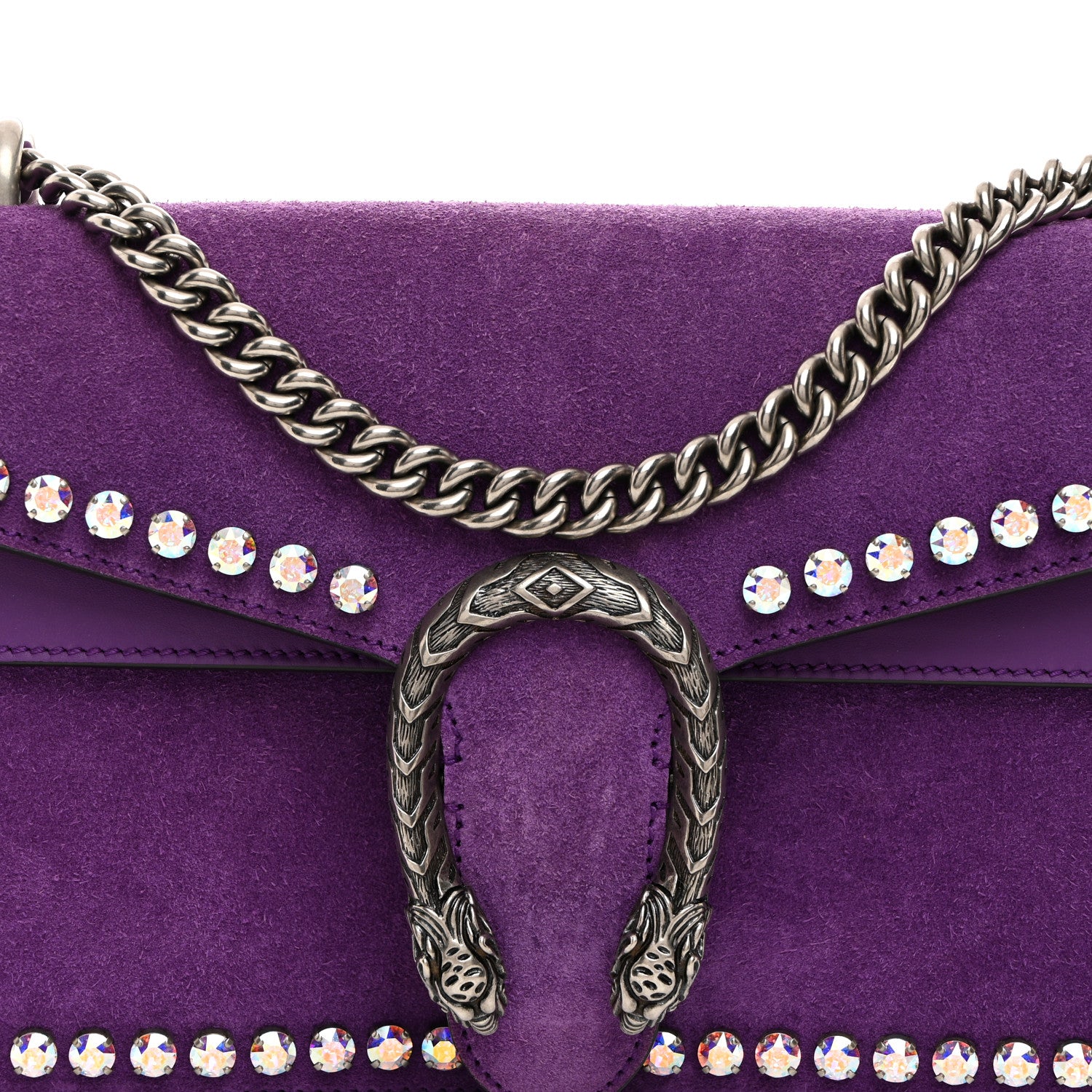 Gucci Suede Crystal Small Dionysus Shoulder Bag Bright Purple 8 of 10