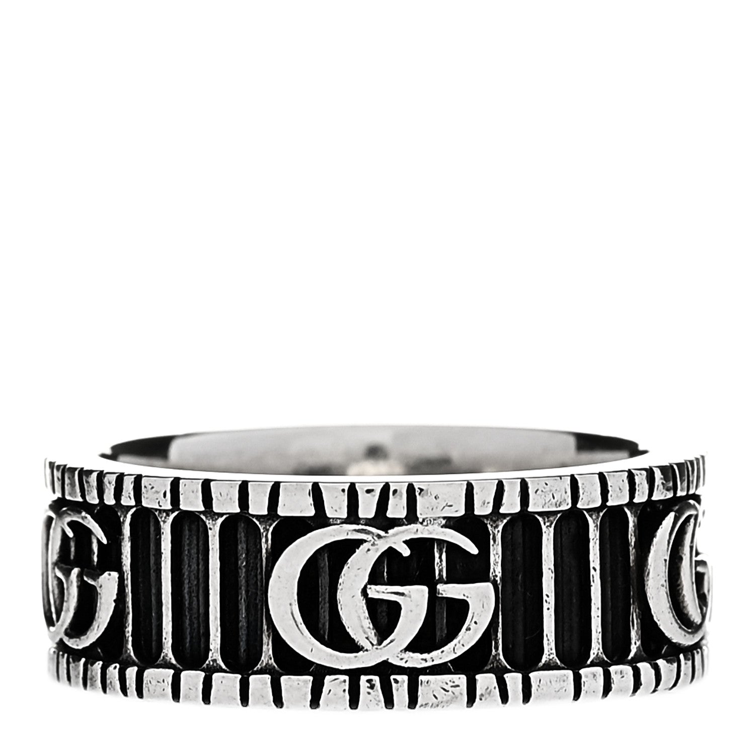 Gucci Sterling Silver Double G Band Ring 58 8.25 1 of 7