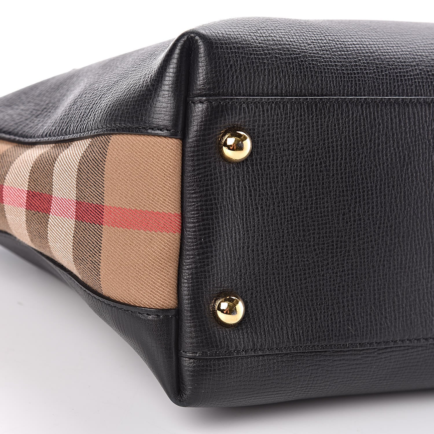 Burberry Derby Calfskin House Check Medium Welburn Tote Black 10 of 11