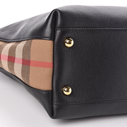 Burberry Derby Calfskin House Check Medium Welburn Tote Black 10 of 11