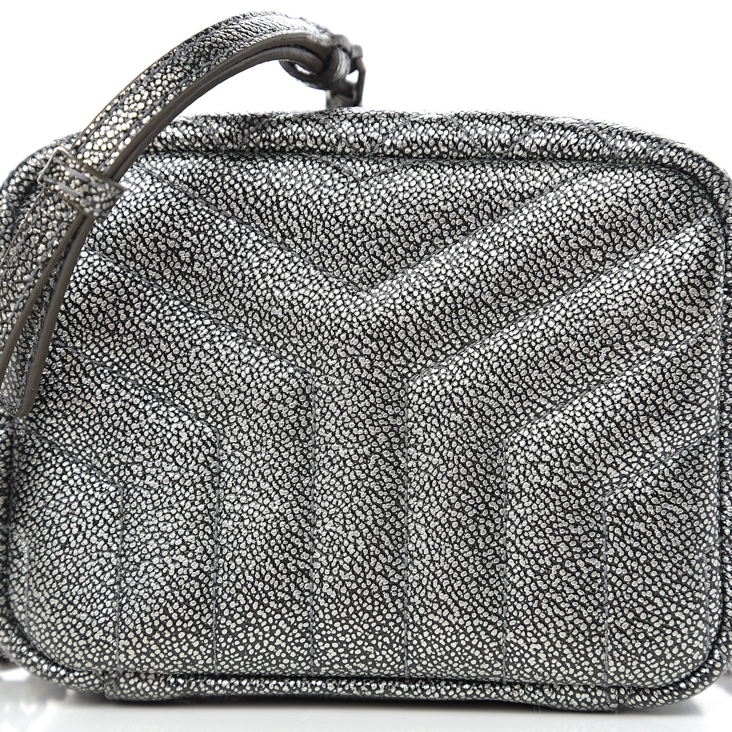 Metallic Grain De Poudre Y Quilted Monogram Mini Loulou Camera Bag Gun Metal