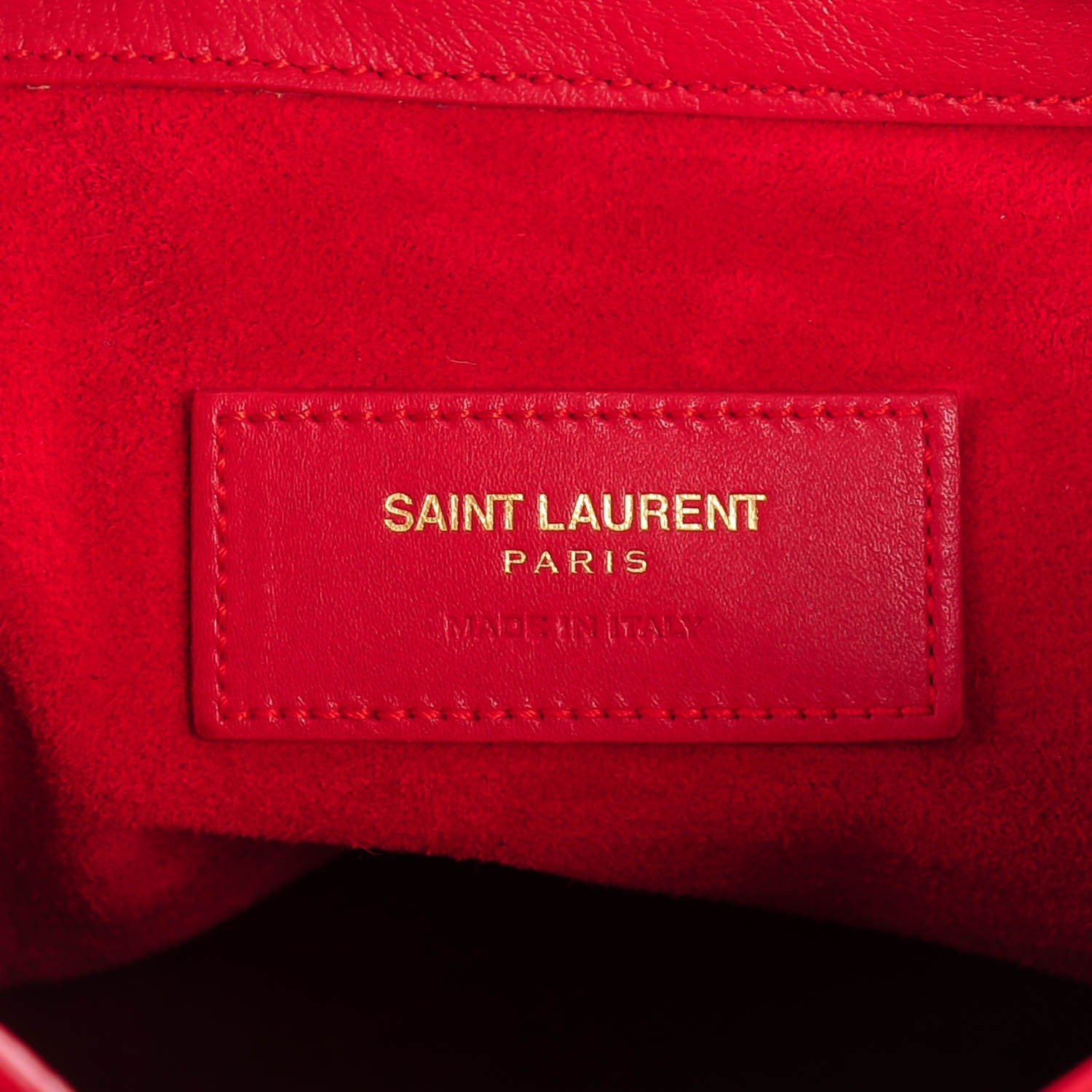 Saint Laurent Calfskin Tri-Color Small Emmanuelle Fringe Bucket Bag Red Bubblegum Purple 6 of 7