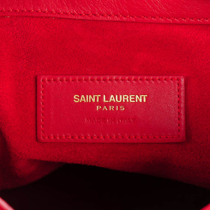 Saint Laurent Calfskin Tri-Color Small Emmanuelle Fringe Bucket Bag Red Bubblegum Purple 6 of 7