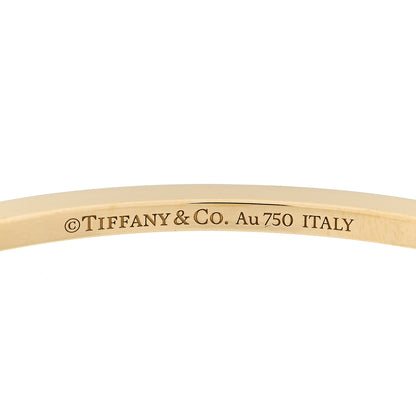 Tiffany 18K Yellow Gold Diamond T Hinged Wire Bangle Bracelet 4 of 8