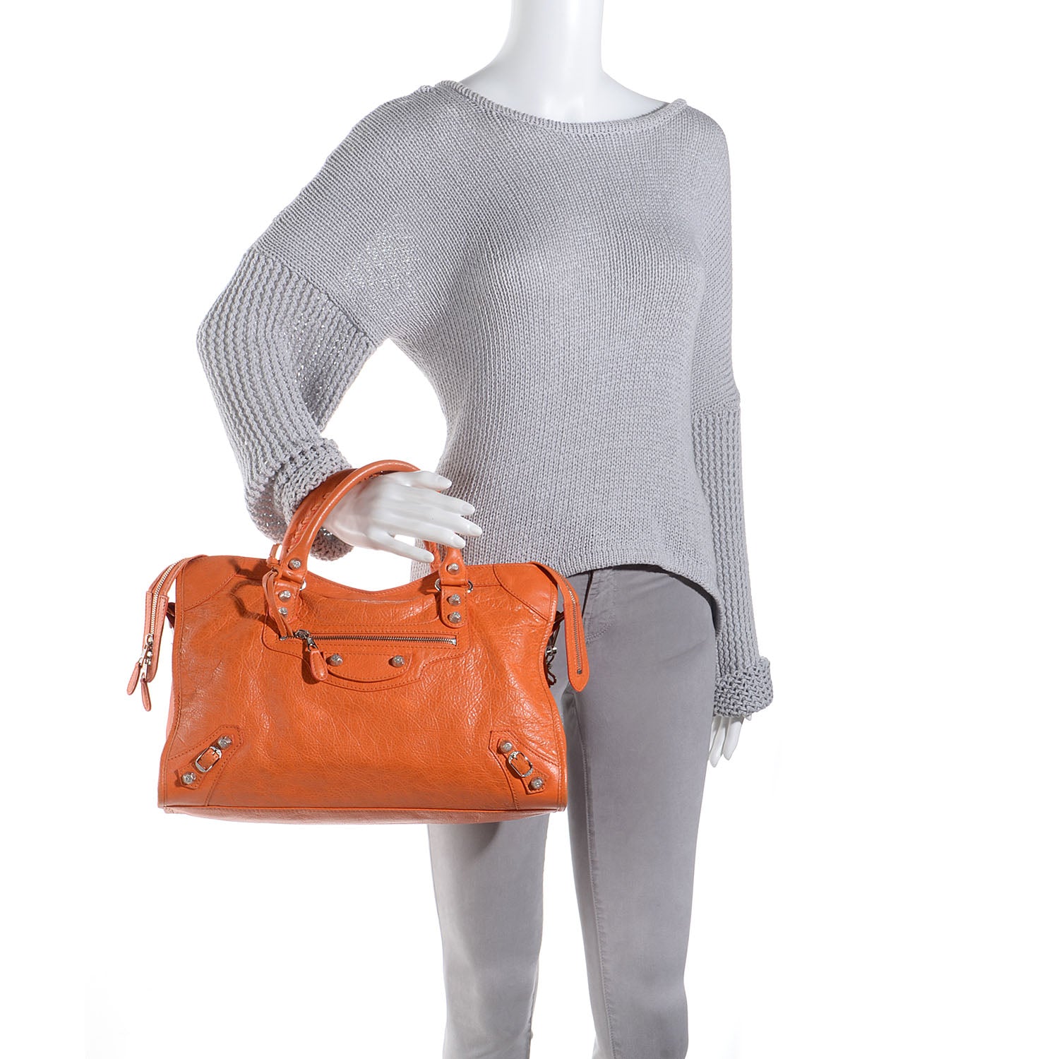 Balenciaga Agneau Giant 12 Silver Hardware City Tangerine 2 of 13