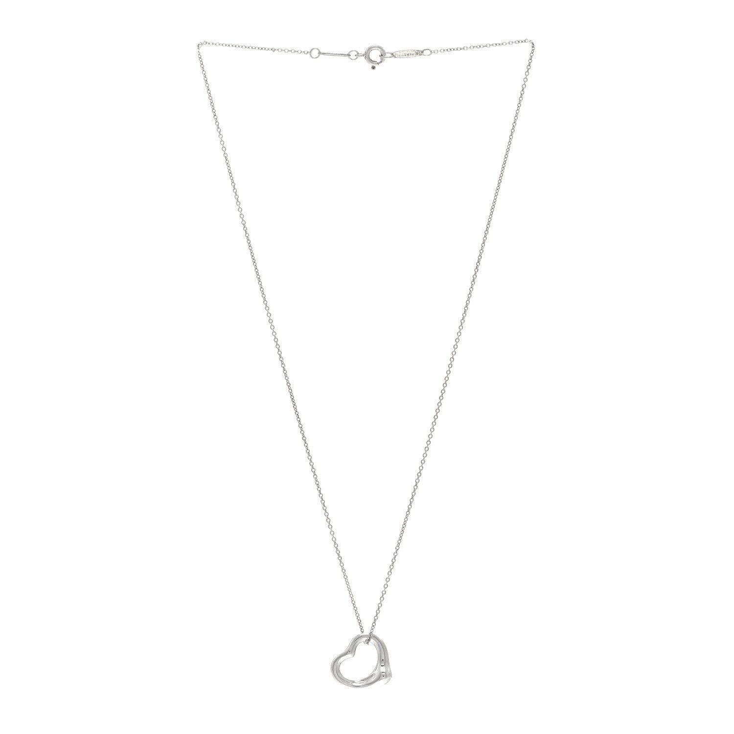 Tiffany Sterling Silver 16mm Elsa Peretti Open Heart Pendant Necklace 3 of 5