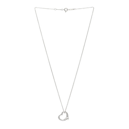 Tiffany Sterling Silver 16mm Elsa Peretti Open Heart Pendant Necklace 3 of 5