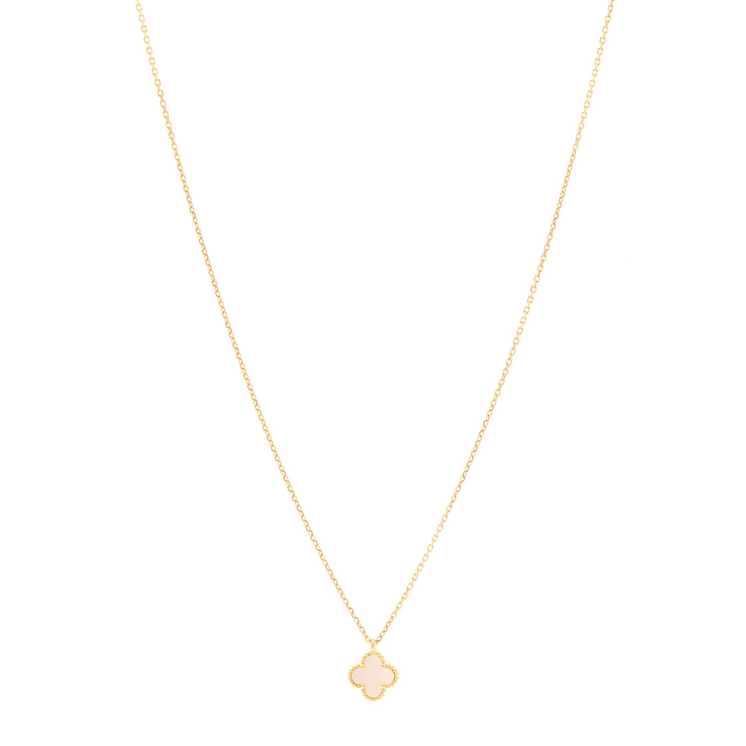 Van Cleef & Arpels 18K Yellow Gold Mother of Pearl Sweet Alhambra Pendant Necklace 1 of 5