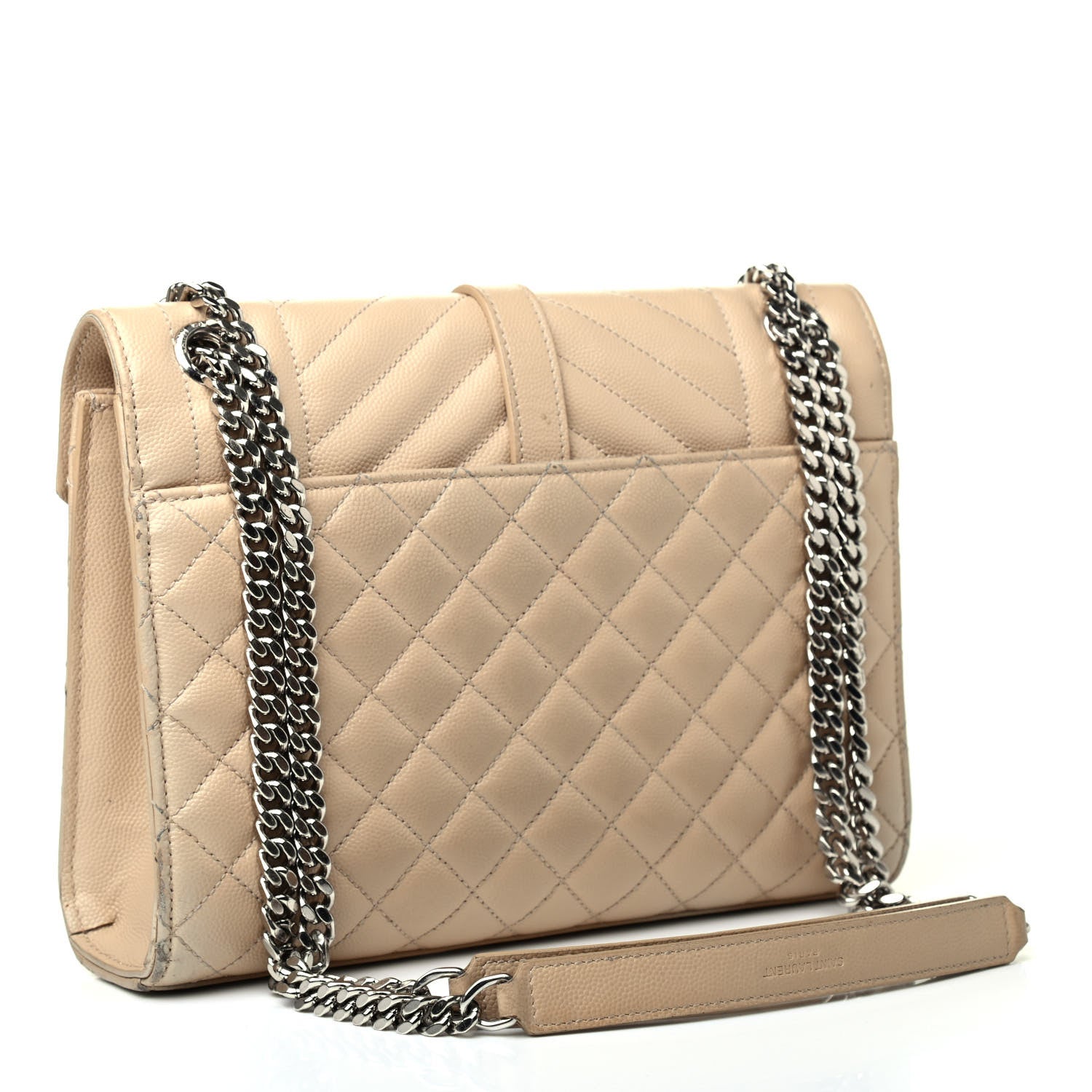 Saint Laurent Grain De Poudre Textured Mixed Matelasse Medium Triquilt Monogram Satchel Nude Powder 2 of 6
