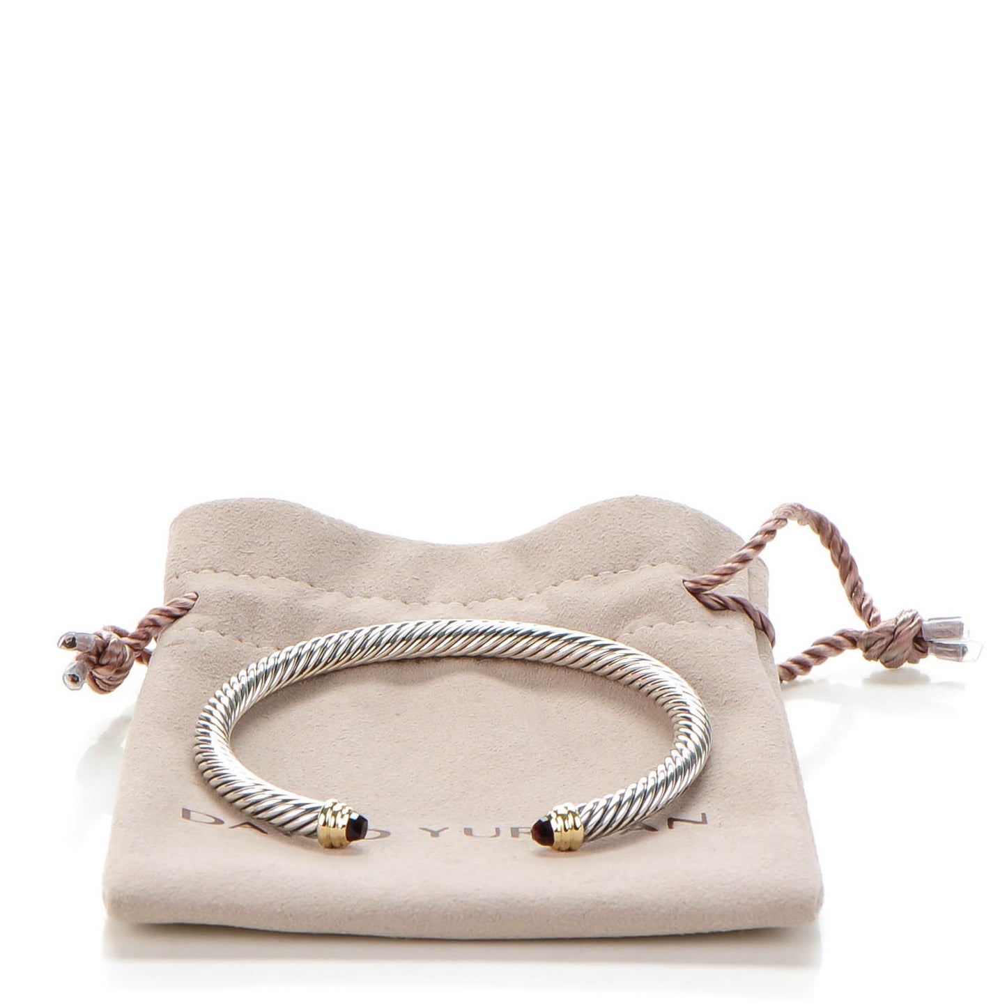Sterling Silver 14K Yellow Gold Garnet 5mm Cable Classics Petite Color Bracelet