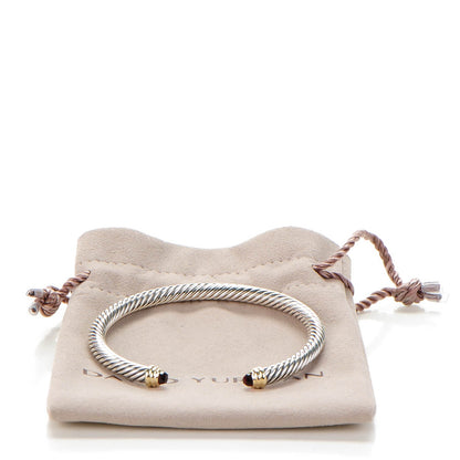 David Yurman Sterling Silver 14K Yellow Gold Garnet 5mm Cable Classics Petite Color Bracelet 7 of 7