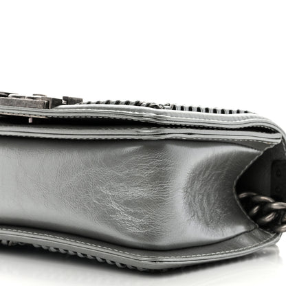 Chanel Metallic Aged Calfskin Quilted Small Top Handle Boy Flap Silver 10 of 12