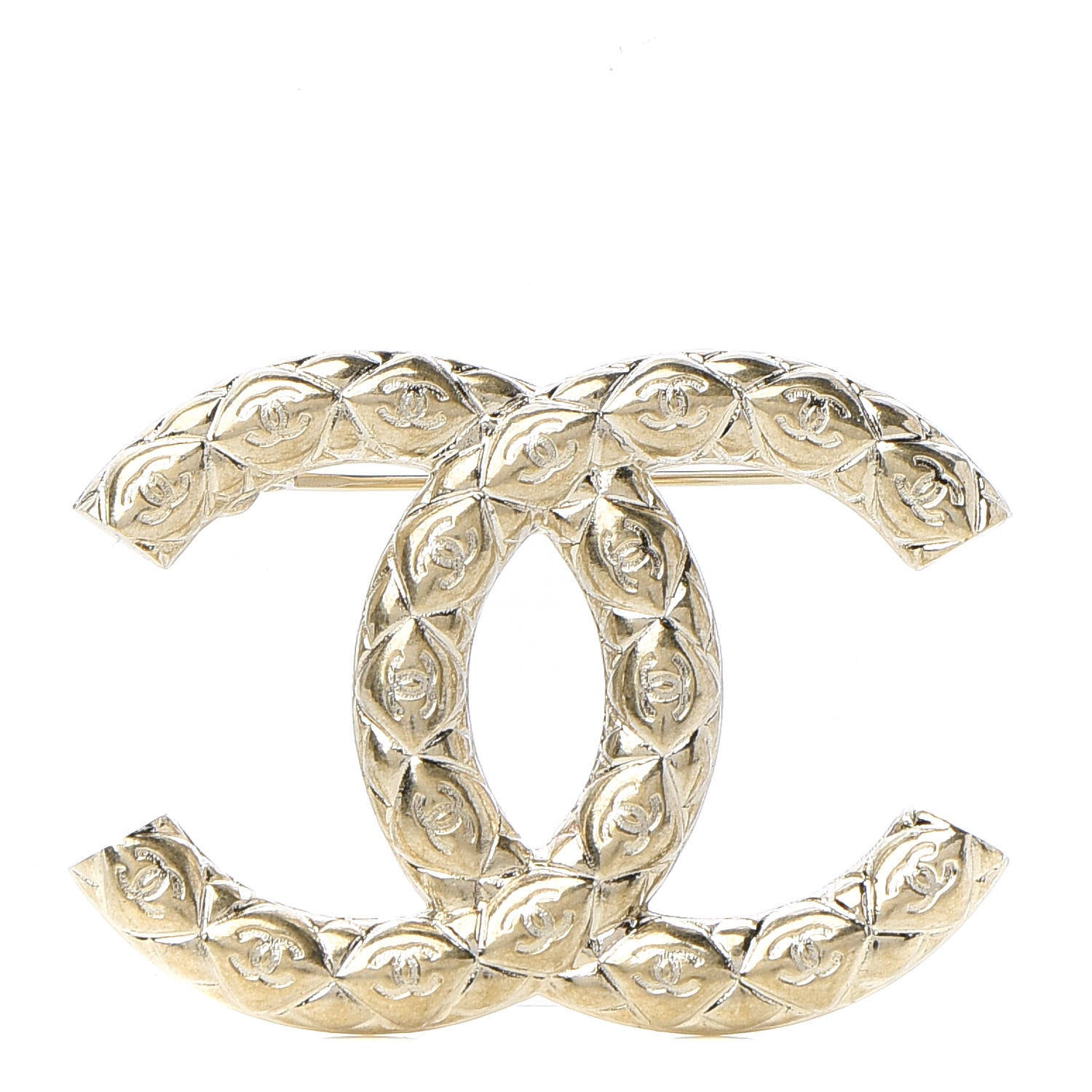 Chanel Metal CC Diamond Quilted Brooch Light Gold 1 of 5