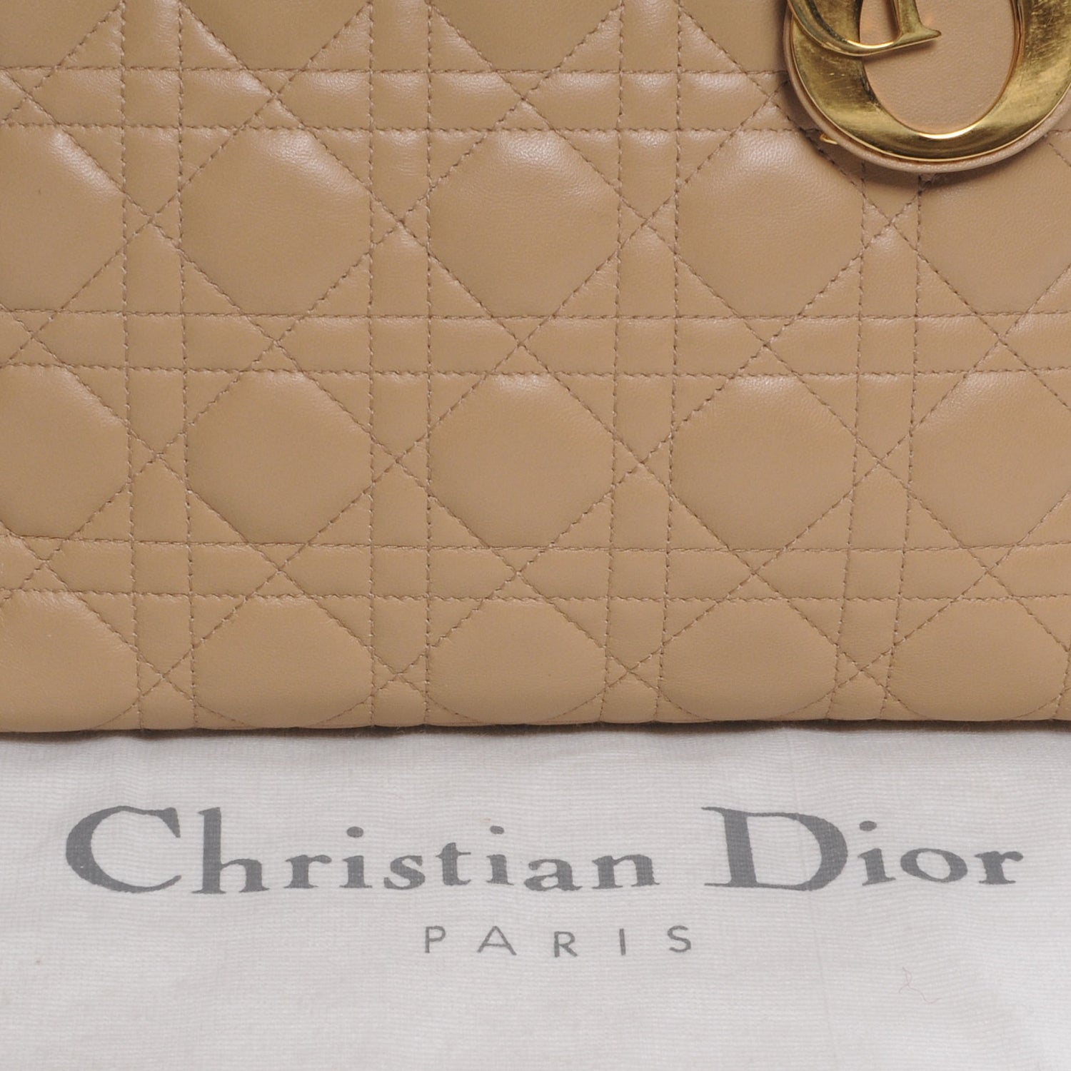 Christian Dior Lambskin Cannage Medium Lady Dior Beige 5 of 8