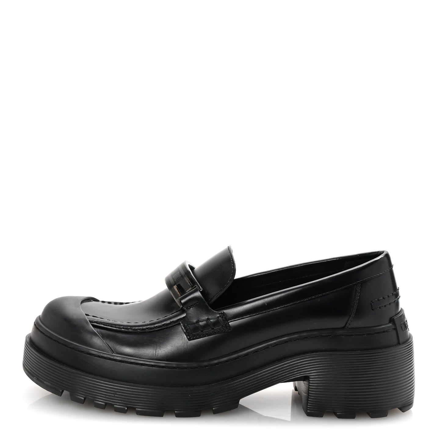 Brushed Calfskin Dior Code Lug Sole Platform 35mm Loafers 38.5 Black