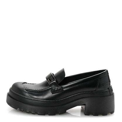 Christian Dior Brushed Calfskin Dior Code Lug Sole Platform 35mm Loafers 38.5 Black 1 of 9
