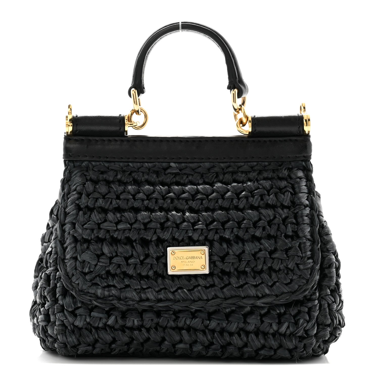 Dolce & Gabbana Raffia Crochet Micro Miss Sicily Satchel Black 1 of 12