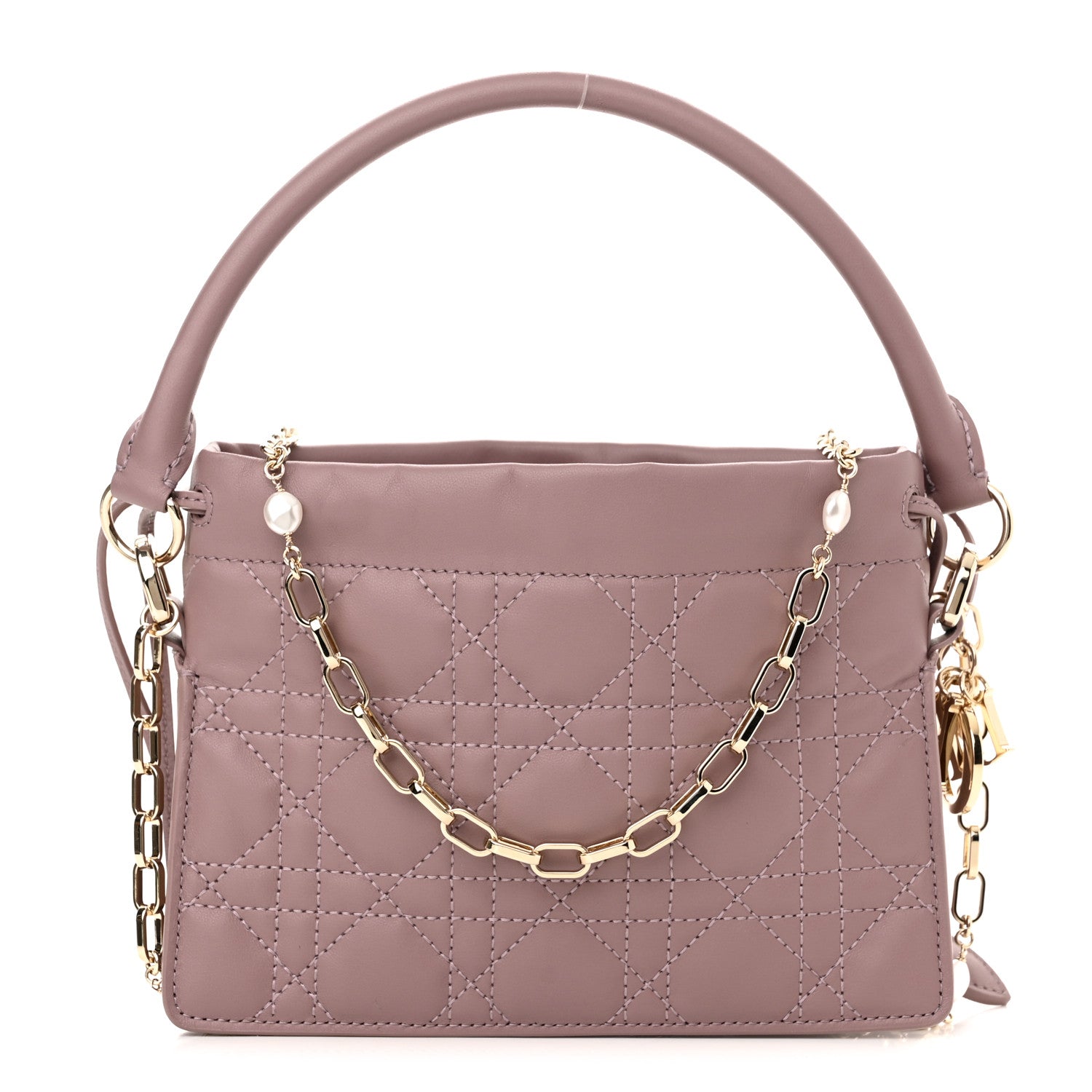Christian Dior Lambskin Cannage Top Handle Drawstring Mini Bag Pink Peony 1 of 10