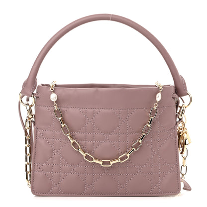 Christian Dior Lambskin Cannage Top Handle Drawstring Mini Bag Pink Peony 1 of 10