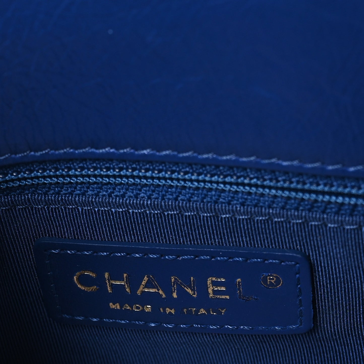 Metallic Aged Calfskin Quilted Drawstring Shopping Tote Blue