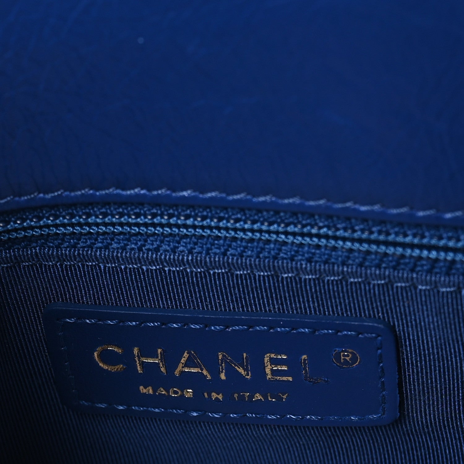 Chanel Metallic Aged Calfskin Quilted Drawstring Shopping Tote Blue 6 of 10