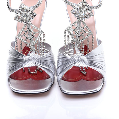 Gucci Nappa Crystal Crawford Strap High Heel Sandals 38 Silver 11 of 15