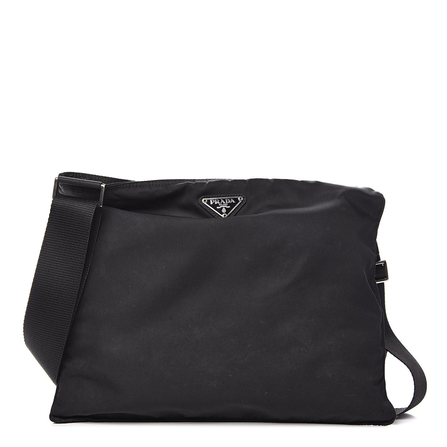 Nylon Vela Flat Messenger Bag Black