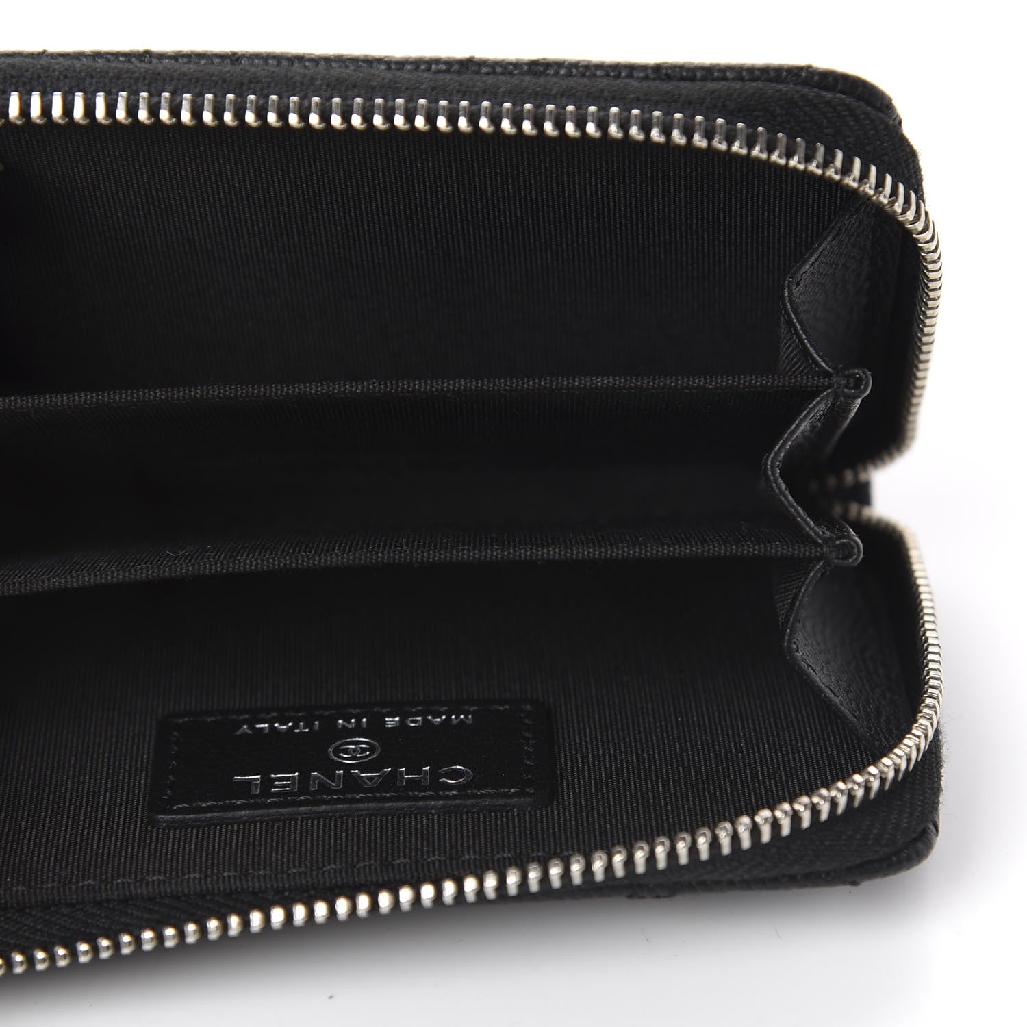 Chanel Caviar Camellia Embossed Zip Coin Purse Black 4 of 9