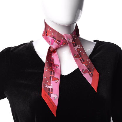 Hermes Silk Rocabar Twilly Rose Vif Bordeaux 2 of 5