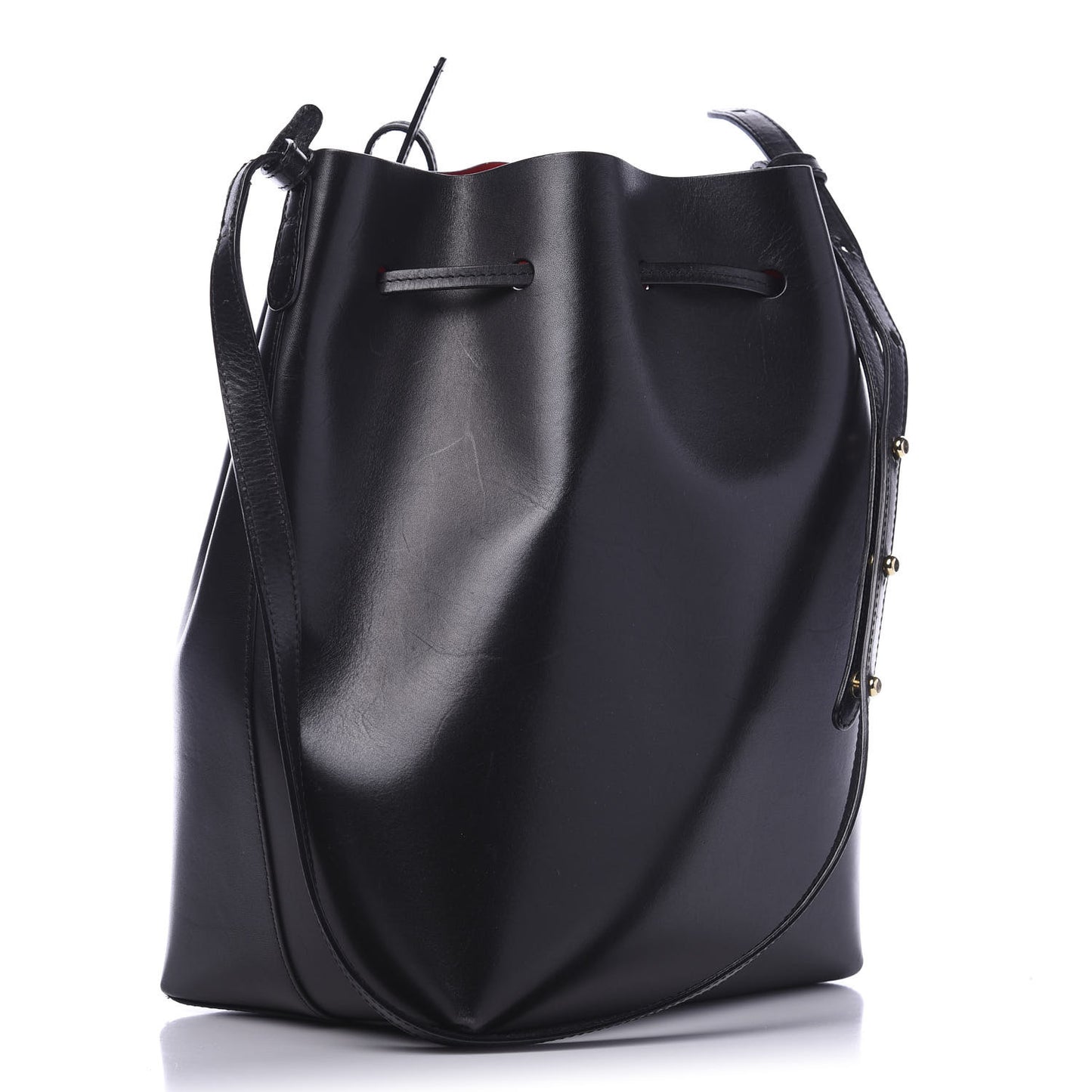 Vegetable Tanned Calfskin Bucket Bag Black Flamma