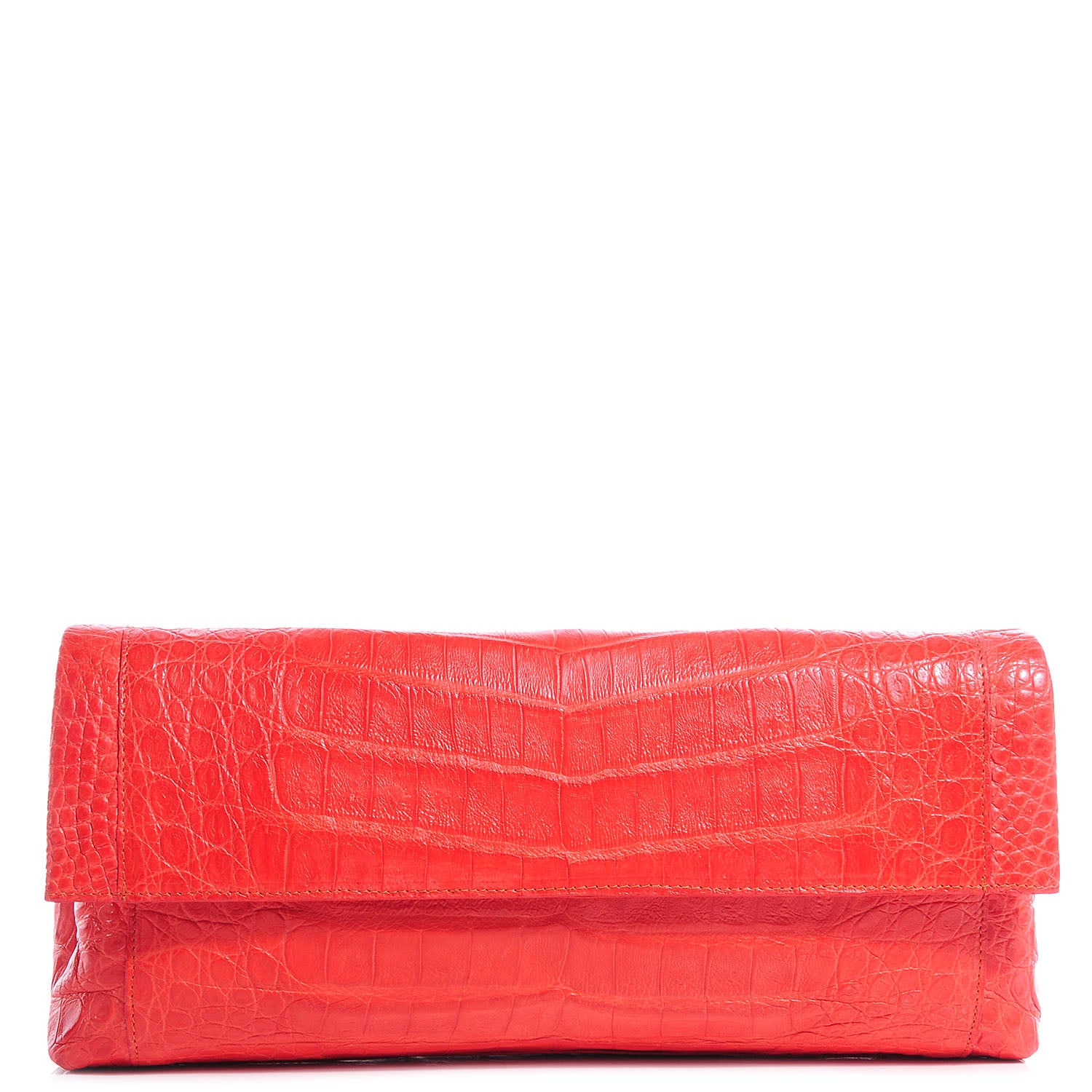 Nancy Gonzalez Crocodile Gotham Flap Clutch Orange 1 of 6