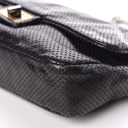 Chanel Metallic Crackled Calfskin Large Perforated Drill Flap Black 6 of 14