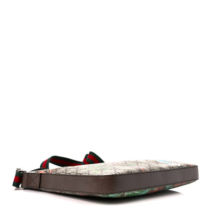 Gucci GG Supreme Monogram Tian Web Medium Flat Messenger Beige Multicolor New Acero 4 of 12