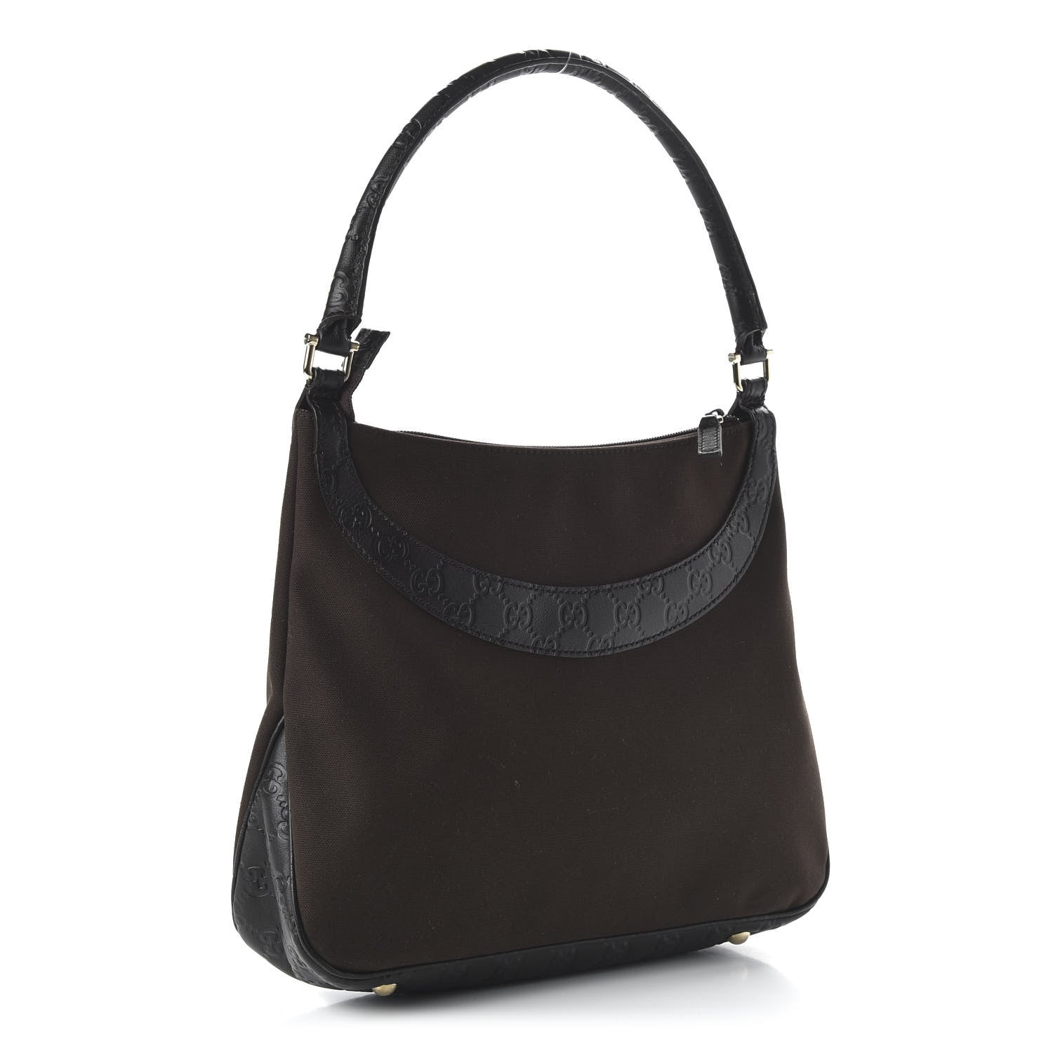 Gucci Guccissima Trim Canvas Hobo Dark Brown 3 of 10
