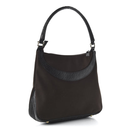 Gucci Guccissima Trim Canvas Hobo Dark Brown 3 of 10