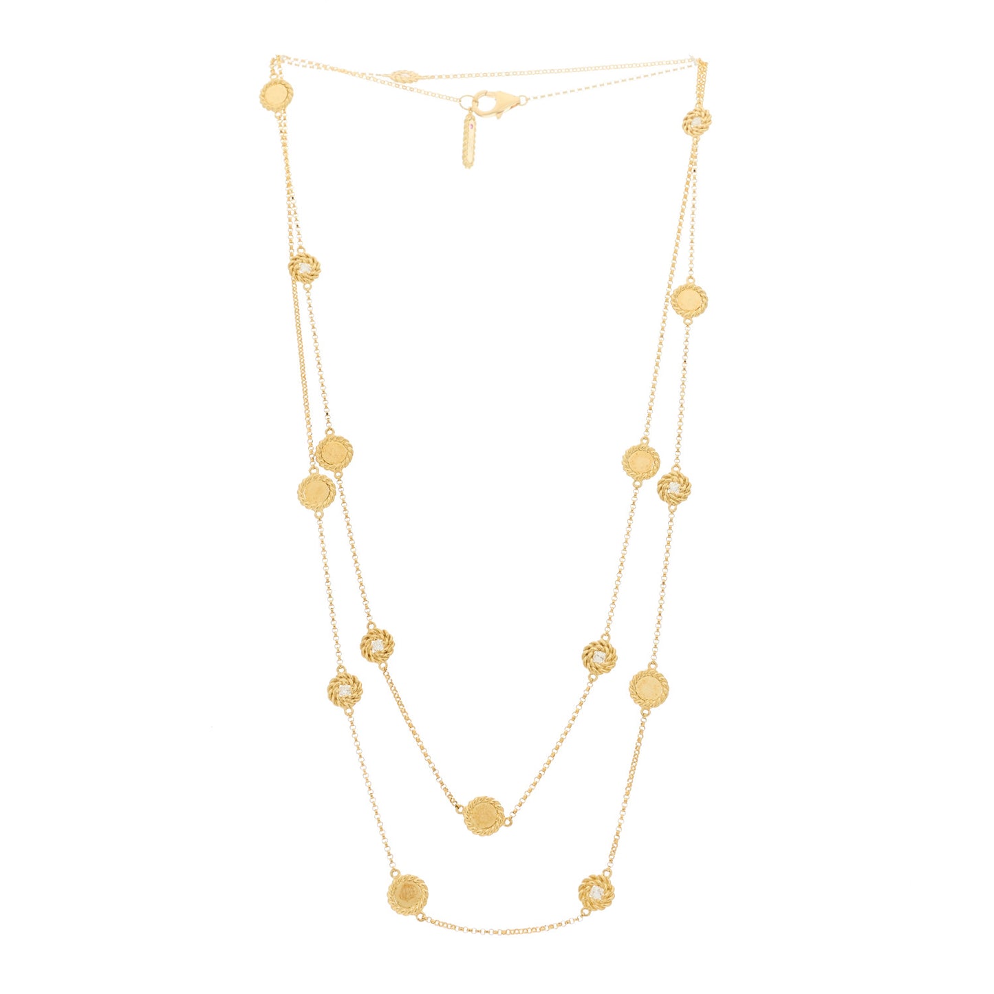 18K Yellow Gold Diamond New Barocco Station Necklace