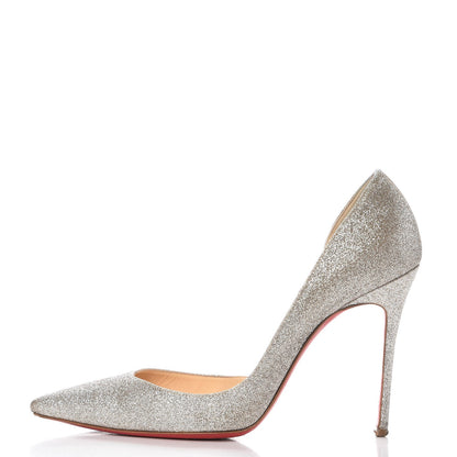 Christian Louboutin Glitter Mini Specchio Iriza 100 Pumps 38 Ivory Havana Beige 1 of 11
