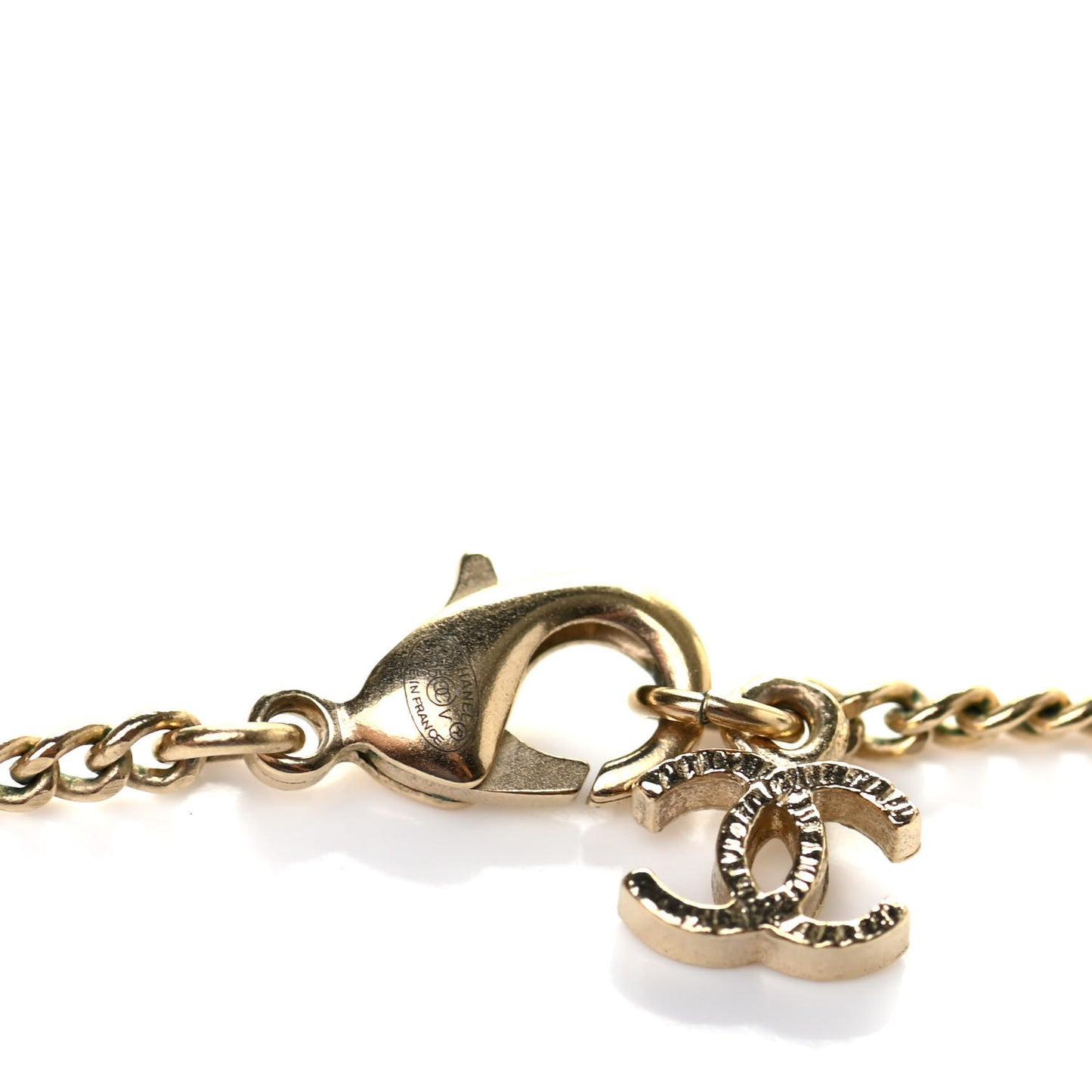 Pearl CC Pendant Necklace Gold