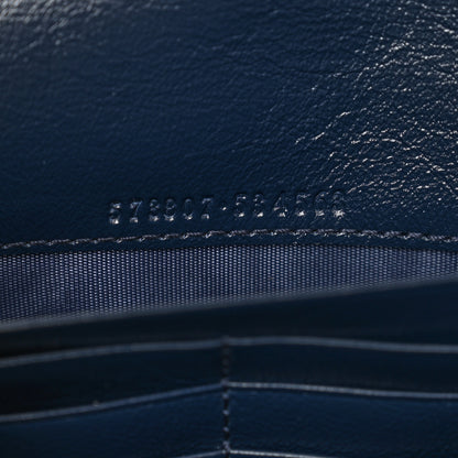 Gucci Vintage Effect Calfskin Matelasse Diagonal Torchon GG Marmont Chain Wallet Blue Agata Mystic White 7 of 11